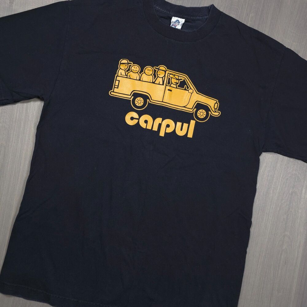 Alstyle Men L Black Carpul Truck Graphic T Shirt Large